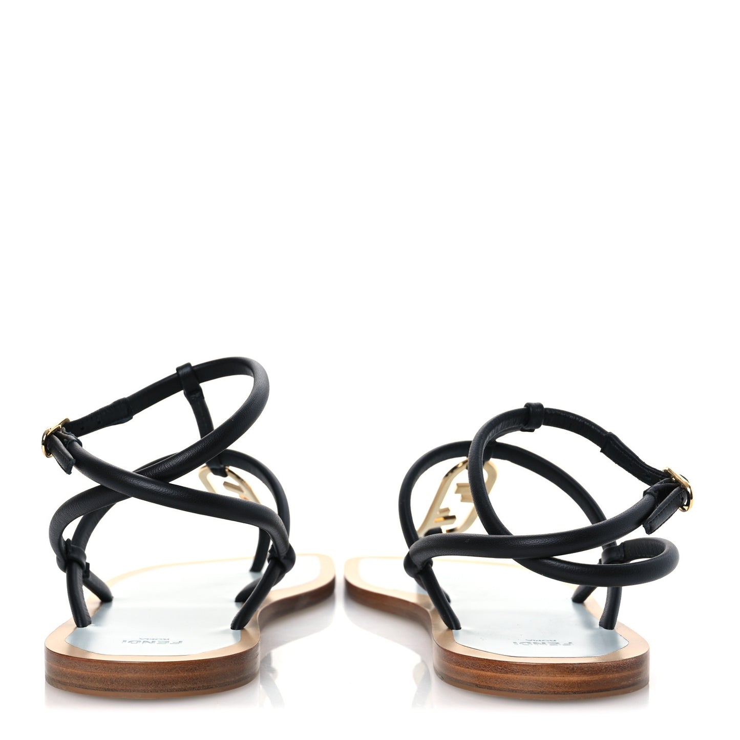 Nappa O’Lock Flat Thong Sandals 37 Black