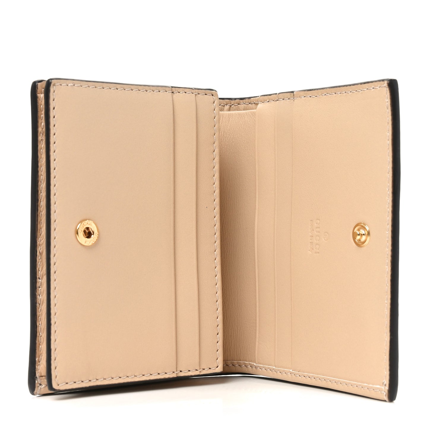 GG Supreme Monogram Calfskin Horsebit Print Card Case Beige Ebony Light Pink