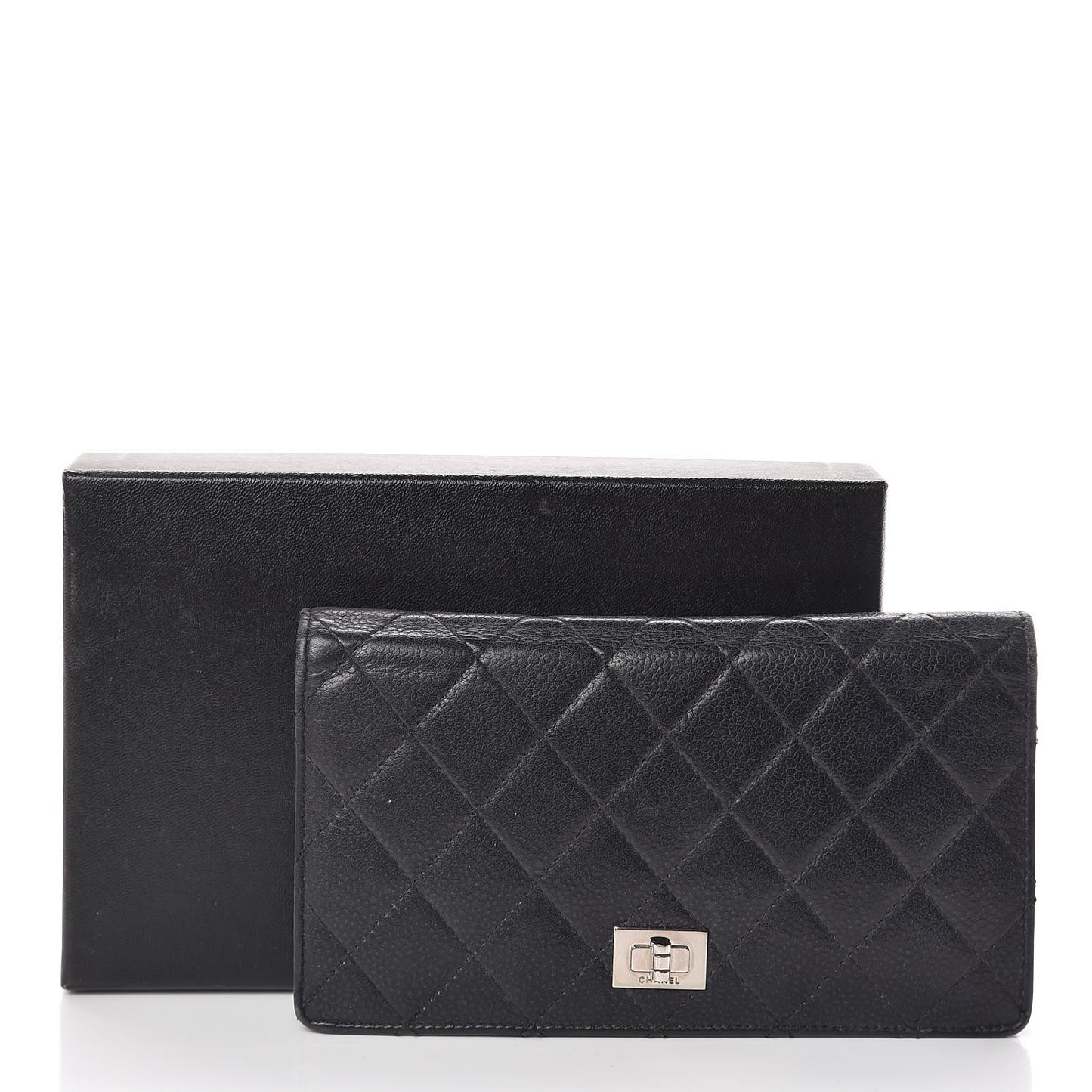 Caviar Quilted Reissue Yen Wallet Navy