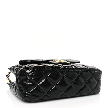 Chanel Shiny Crumpled Calfskin Quilted Small Wavy CC Hobo Black 4 of 10