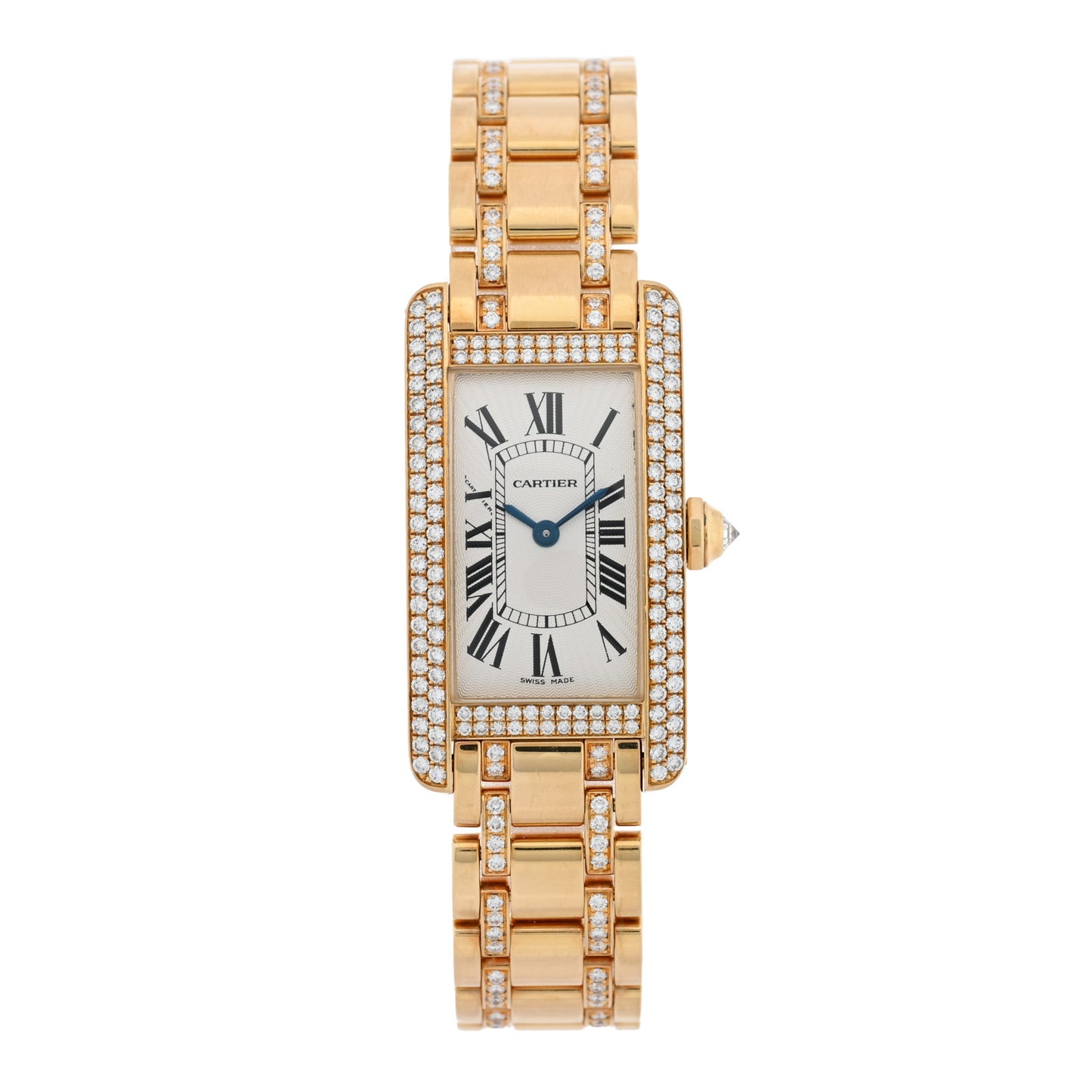 18K Yellow Gold Diamond 19mm Tank Americaine Quartz Watch