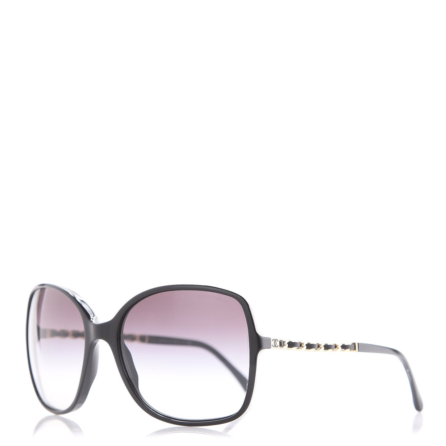 Lambskin Square Chain Sunglasses 5210-Q Black