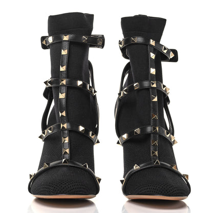 Valentino Garavani Knit Nappa Rockstud Bodytech 105mm Ankle Boots 39.5 Black 2 of 7