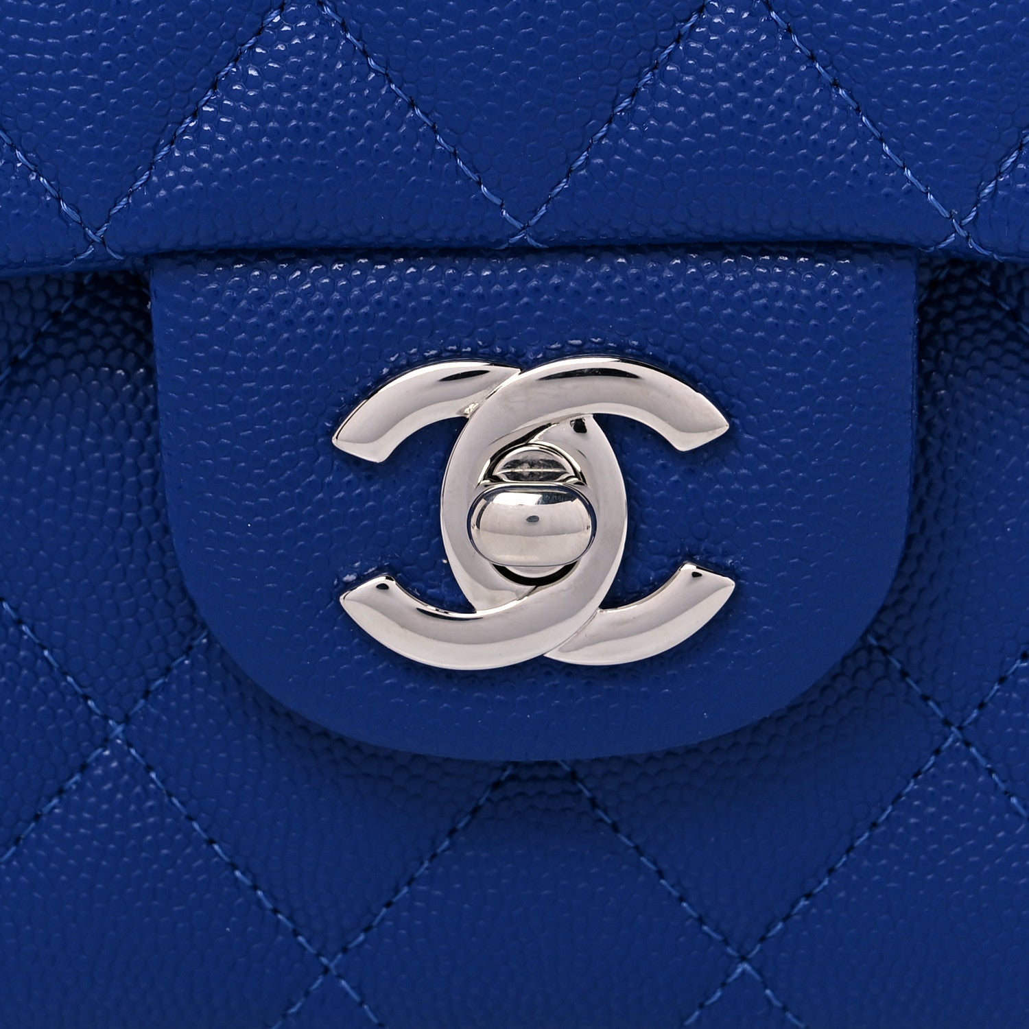 Chanel Caviar Quilted Medium Double Flap Blue 8 of 9