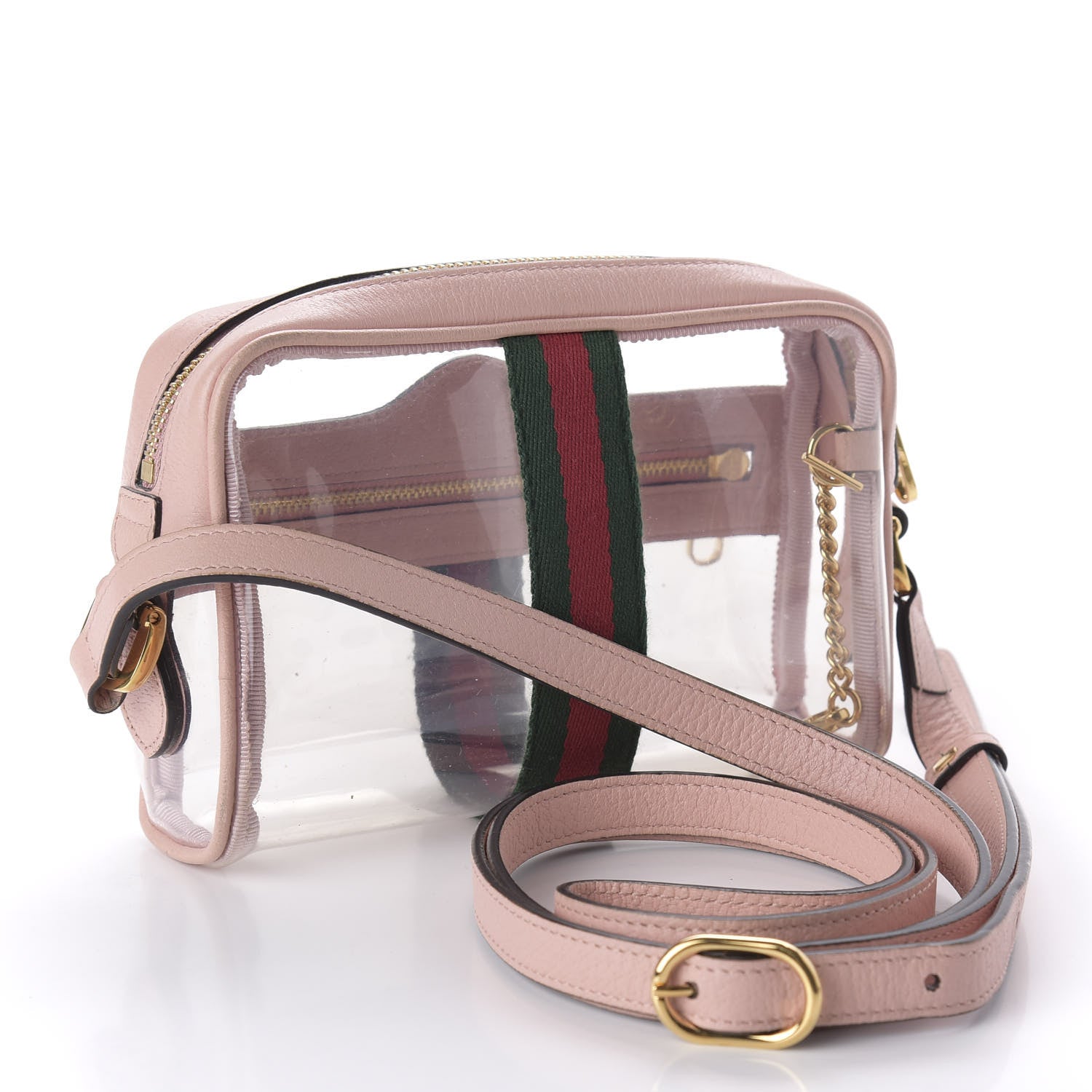 Gucci Vinyl Web Mini Ophidia Transparent Shoulder Bag Perfect Pink 3 of 10