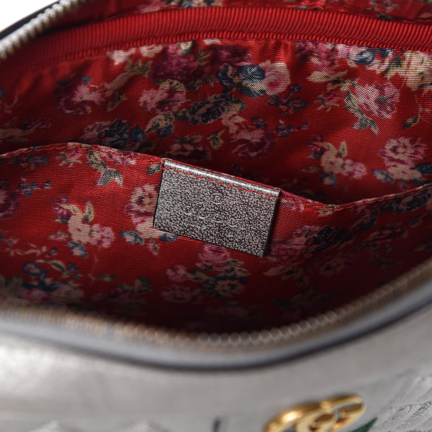 Gucci Laminated Nappa Web Trapuntata Small GG Shoulder Bag Argento 8 of 10