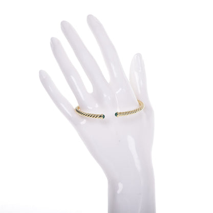 David Yurman 18K Yellow Gold Emerald 4mm Cablespira Bracelet 2 of 5
