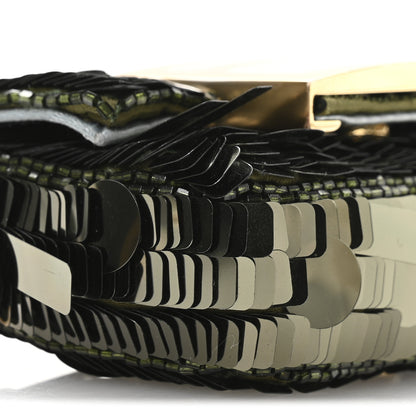 Fendi Sequin Paillettes Shiny Nappa Sex and the City Nano Maxi Buckle Baguette Charm Avocado 9 of 11