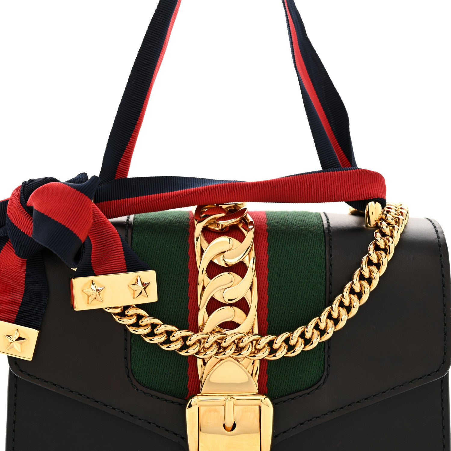 Gucci Calfskin Mini Sylvie Chain Shoulder Bag Black 8 of 11