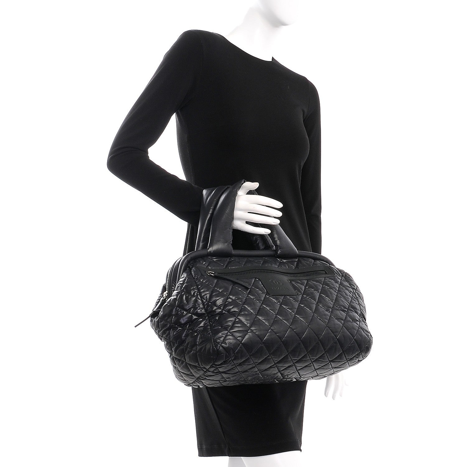 Chanel Nylon Quilted Coco Cocoon Bowler Black 2 of 8