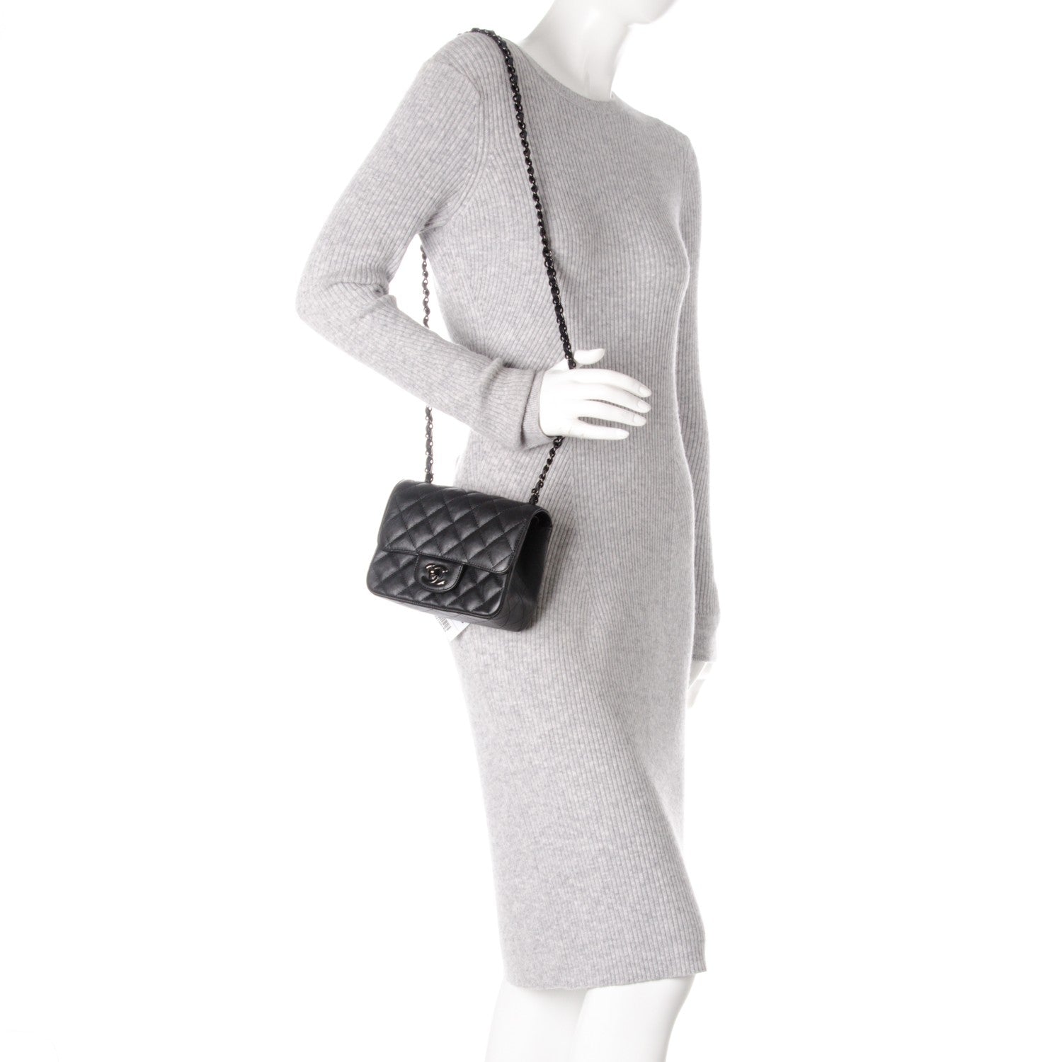 Chanel Calfskin Quilted Mini Square Flap So Black 2 of 8