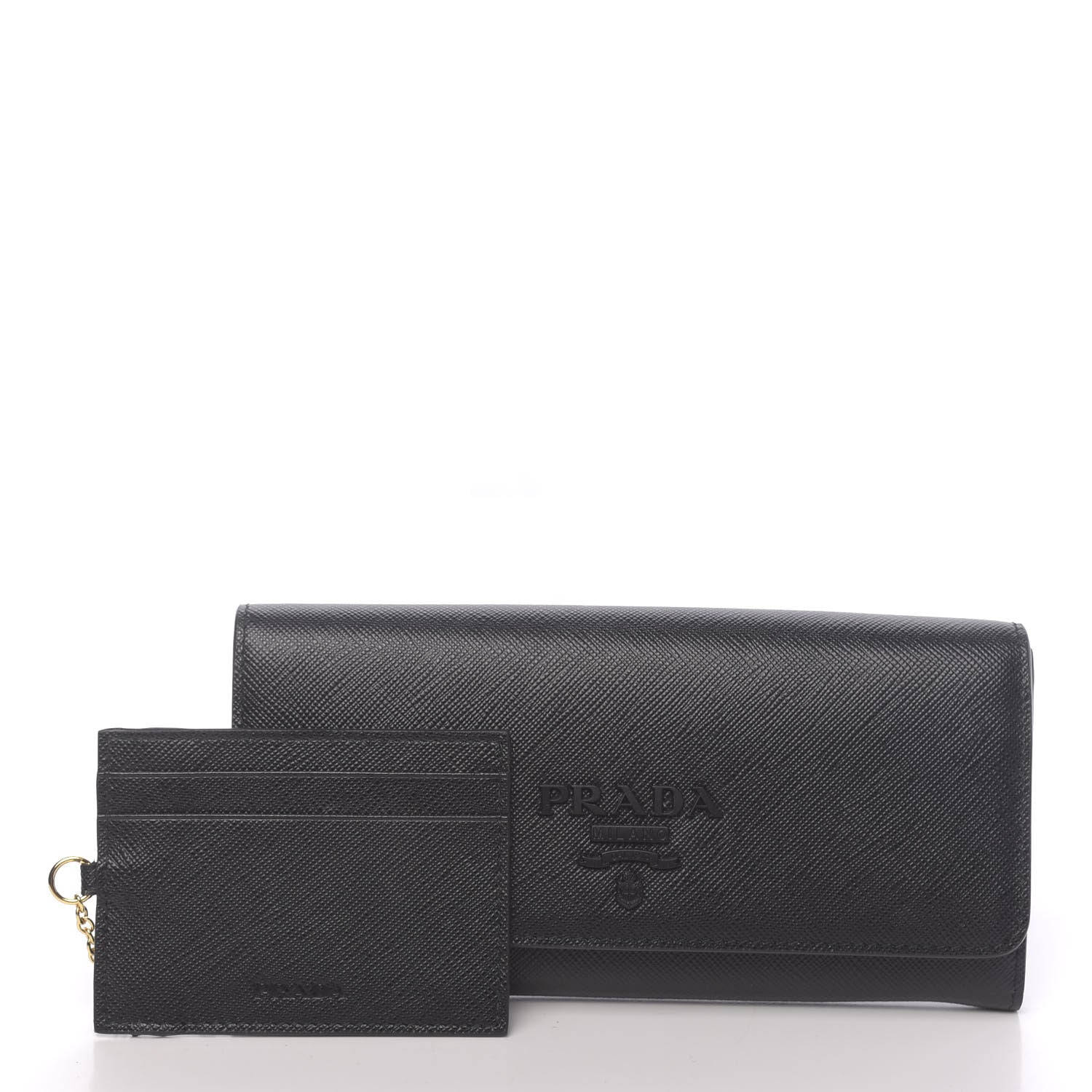 Prada Saffiano Continental Flap Wallet Black 3 of 8