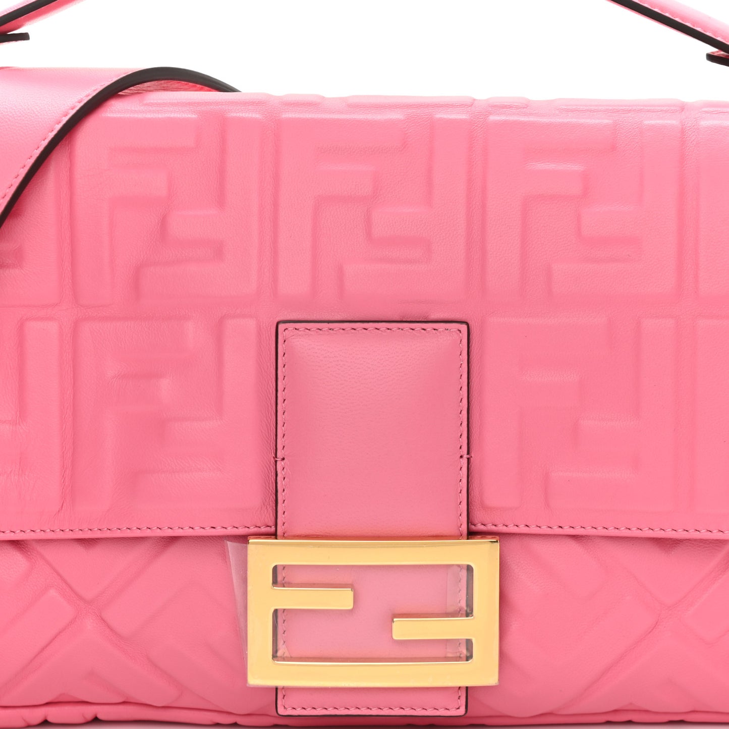 Nappa FF 1974 Embossed Large Baguette Rosa Fluo