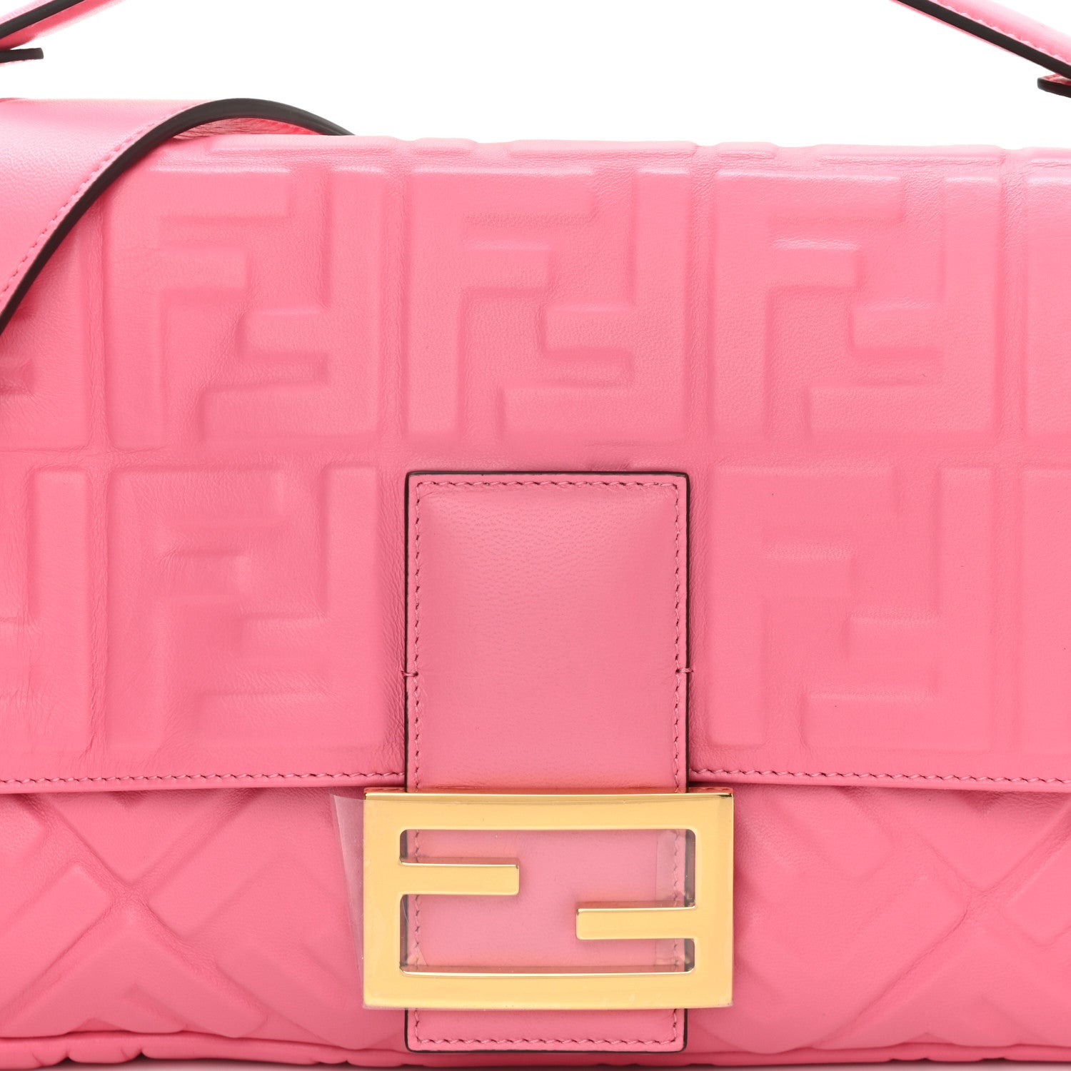 Fendi Nappa FF 1974 Embossed Large Baguette Rosa Fluo 8 of 10