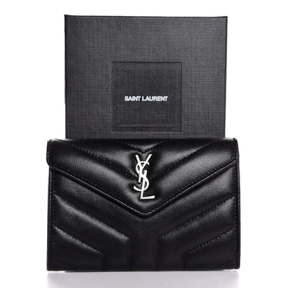 Saint Laurent Lambskin Y Quilted Monogram Small Loulou Envelope Wallet Black 8 of 8