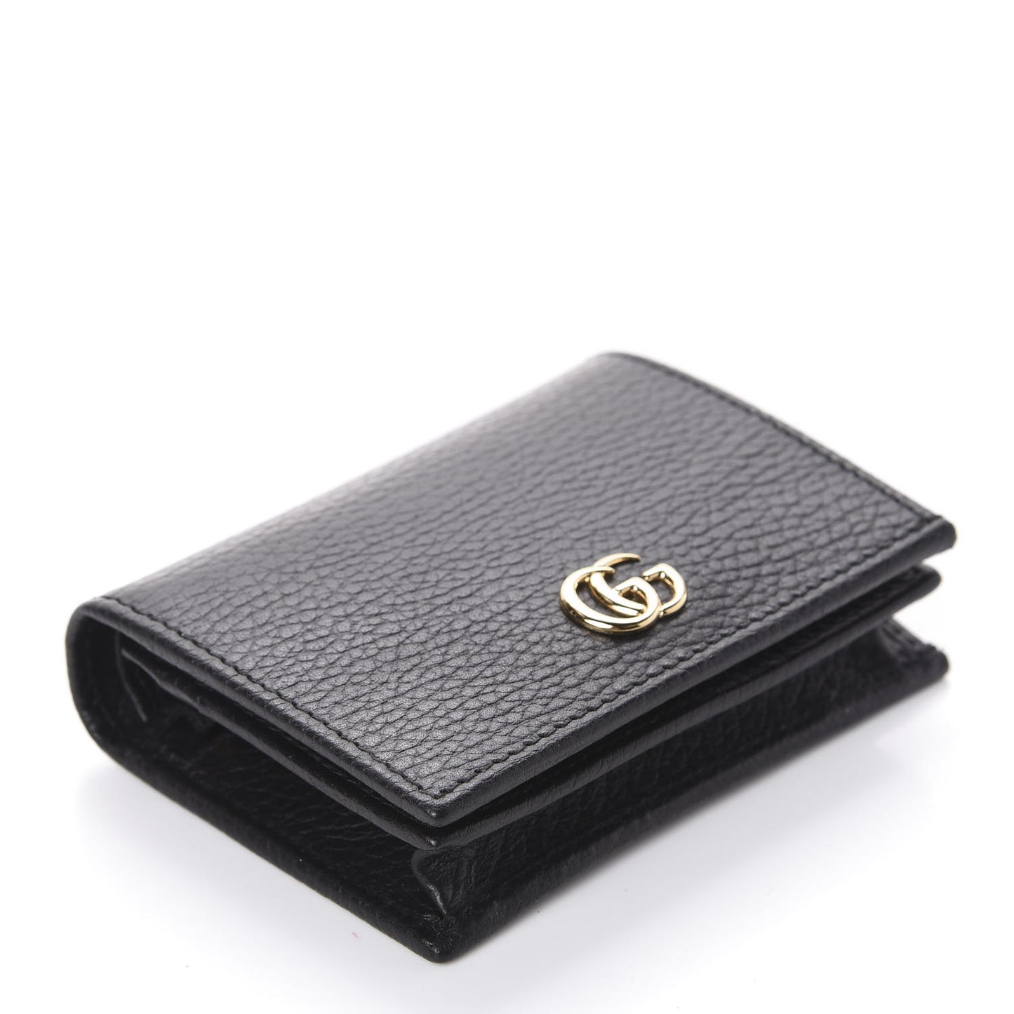 Pebbled Calfskin GG Marmont Card Case Black