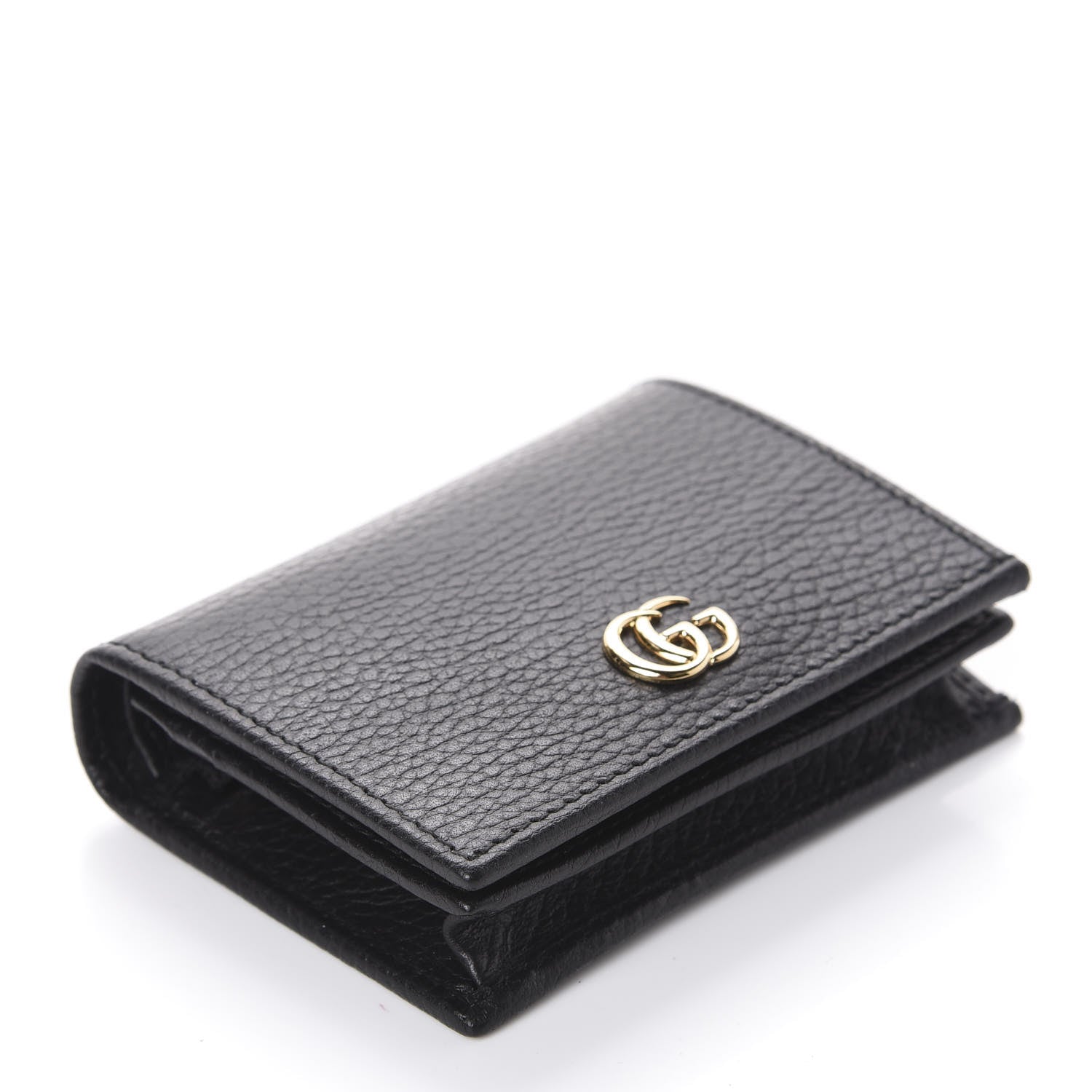 Gucci Pebbled Calfskin GG Marmont Card Case Black 3 of 10