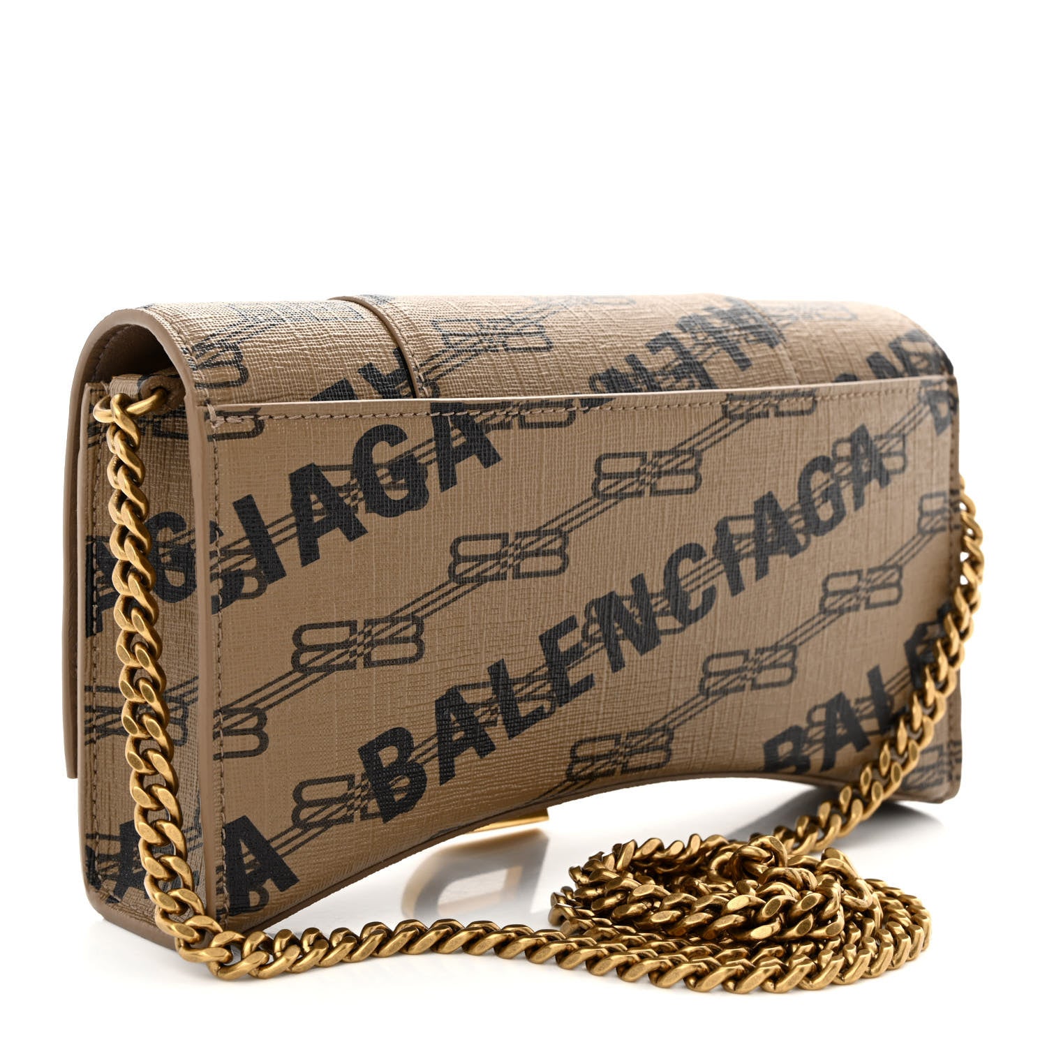 Balenciaga Coated Canvas BB Monogram Allover Logo Hourglass Chain Bag Beige Brown Black 3 of 9