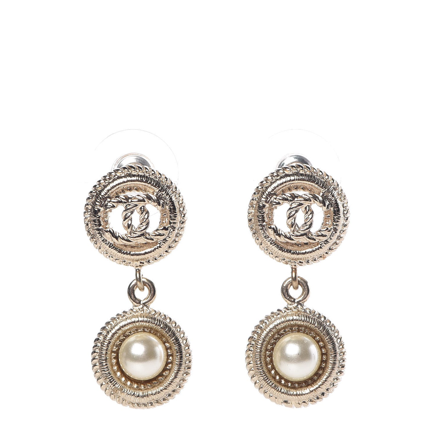 Pearl CC Drop Earrings Gold Pearly White
