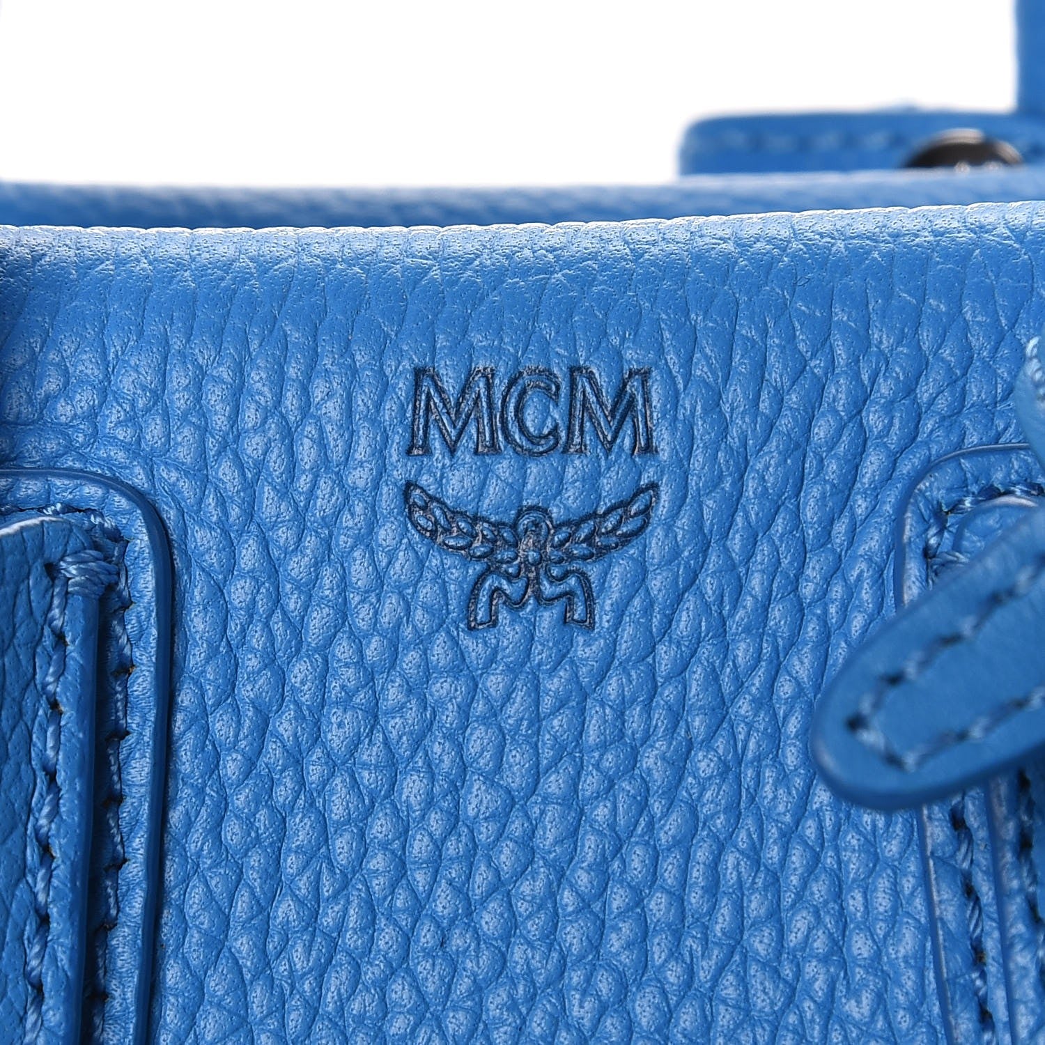 MCM Grained Calfskin X-Mini Milla Tote Tile Blue 11 of 12