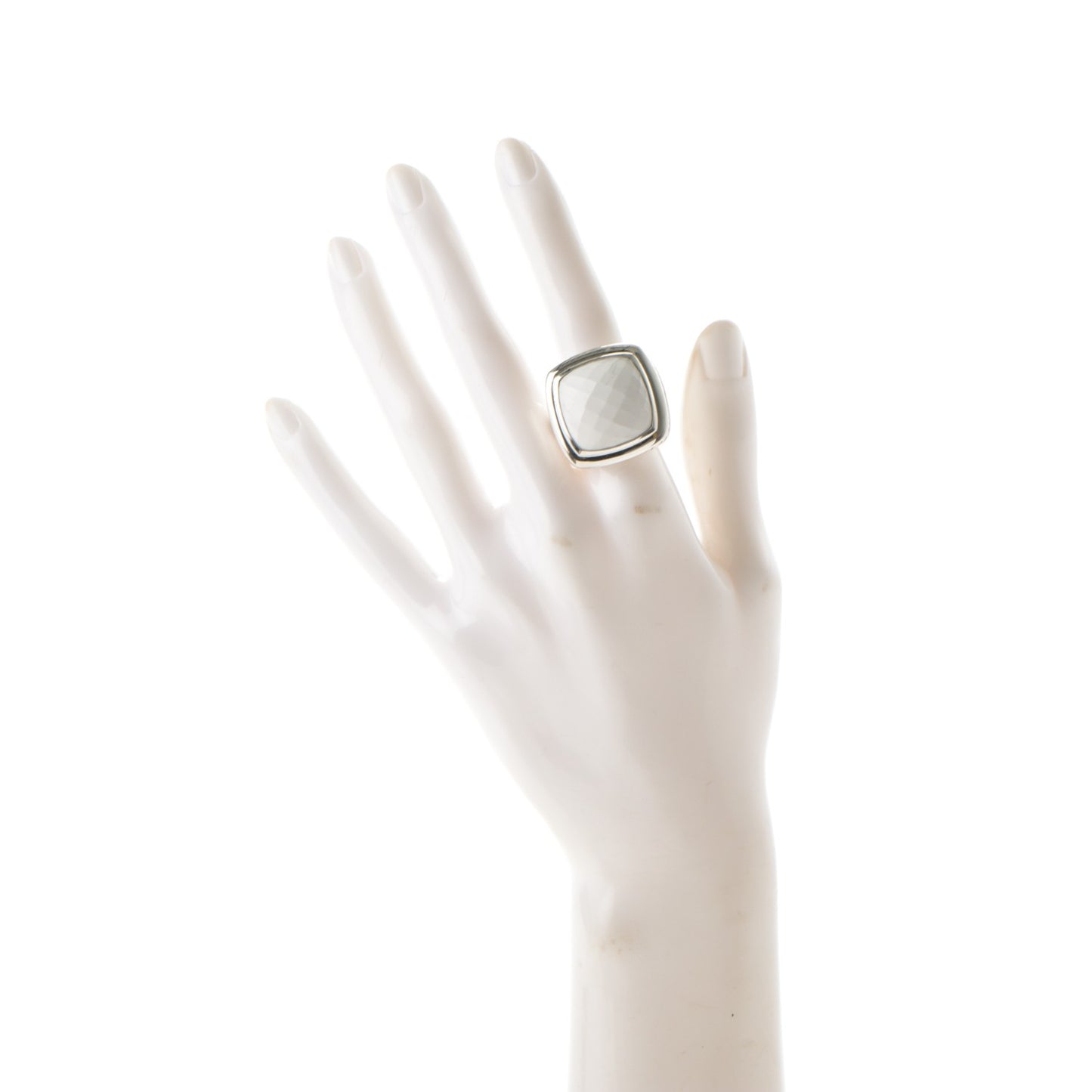 Sterling Silver White Agate 20mm Albion Statement Ring 52 6