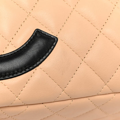 Chanel Calfskin Quilted Large Cambon Bowler Beige Black 14 of 16