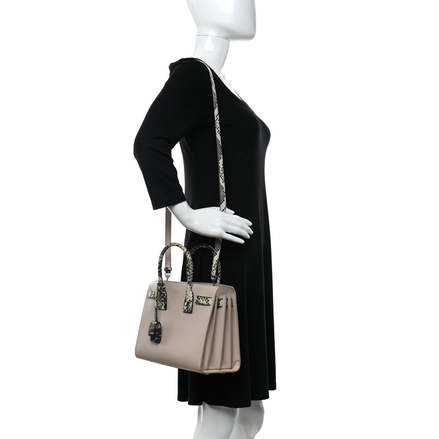 Calfskin Embossed Python Baby Sac De Jour Powder Pink