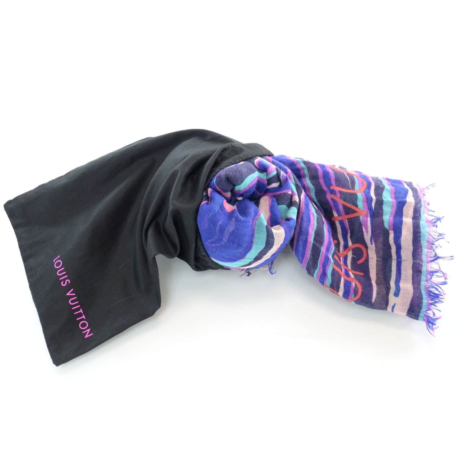 Louis Vuitton Cashmere Silk Zebra Stole Blue Lagoon 5 of 5