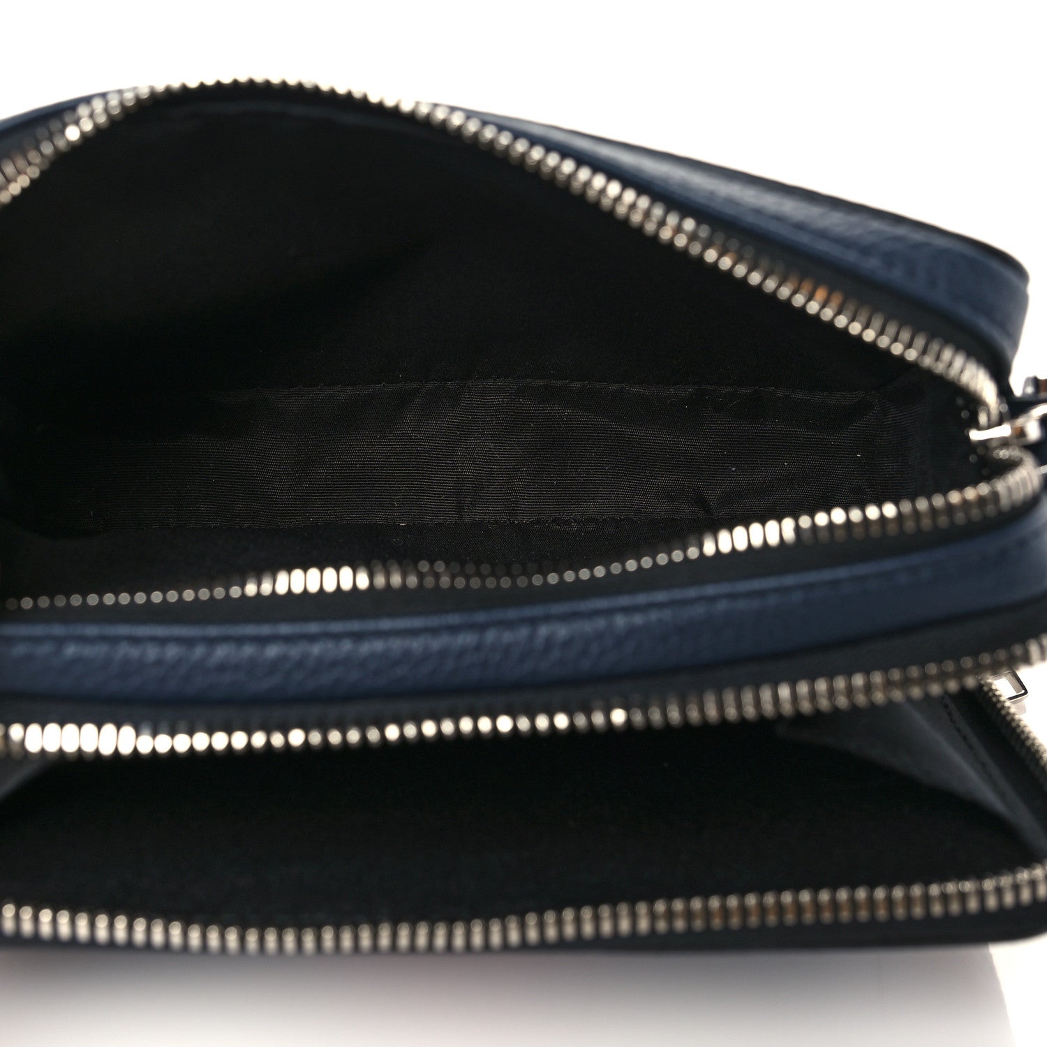 Christian Dior X SHAWN STUSSY Grained Calfskin Ox Head Crossbody Double Zip Crossbody Pouch Navy Blue 5 of 12