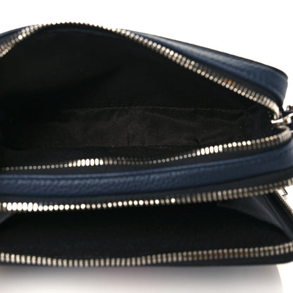Christian Dior X SHAWN STUSSY Grained Calfskin Ox Head Crossbody Double Zip Crossbody Pouch Navy Blue 5 of 12
