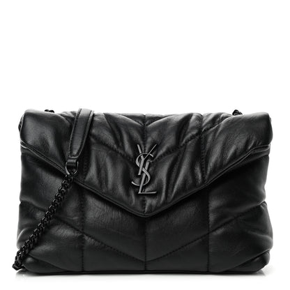 Saint Laurent Calfskin Quilted Toy Loulou Puffer Monogram Monochrome Chain Satchel Black 1 of 4