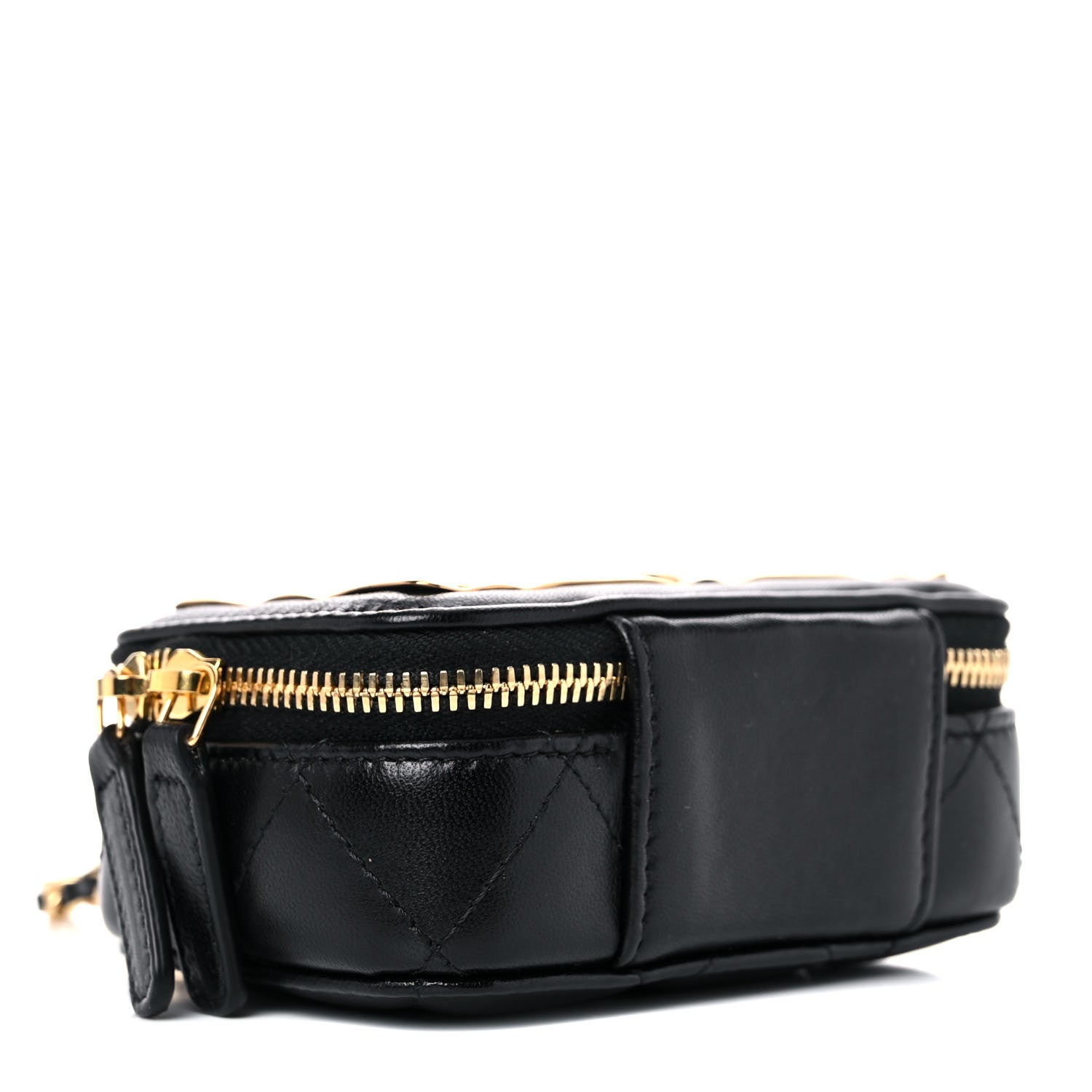 Chanel Lambskin Quilted Mini Golden Plate Clutch With Chain Black 4 of 11
