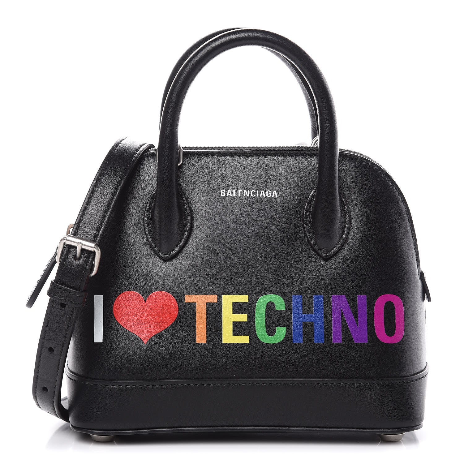 Balenciaga Calfskin I Love Techno XXS Ville Top Handle Bag Black Multicolor 1 of 11