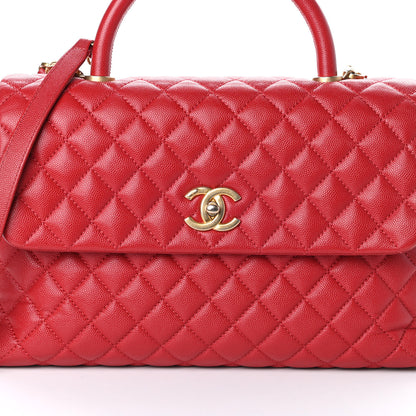 Chanel Caviar Quilted Medium Coco Handle Flap Red 8 of 10