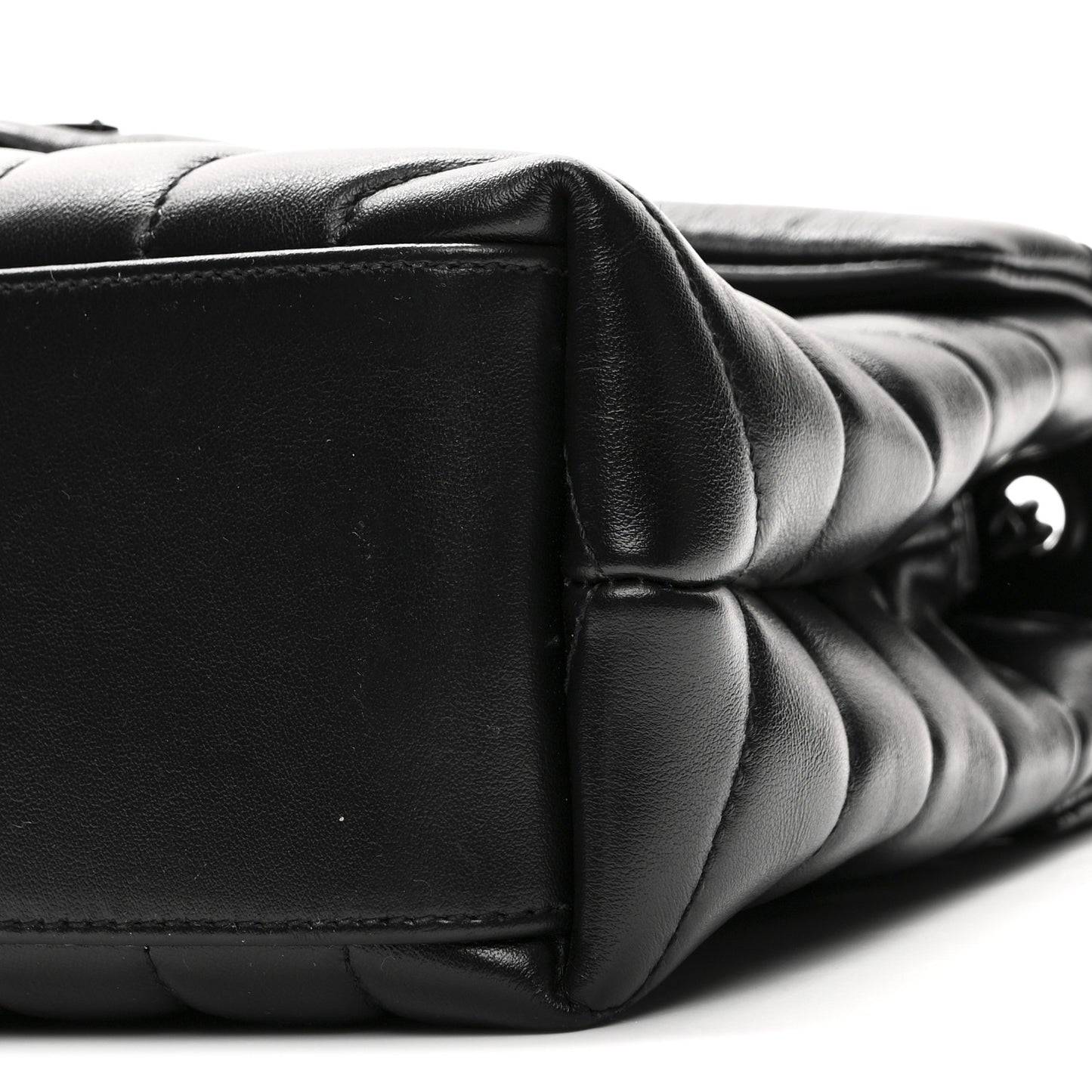 Calfskin Y Quilted Monogram Monochrome Small Loulou Chain Satchel Black