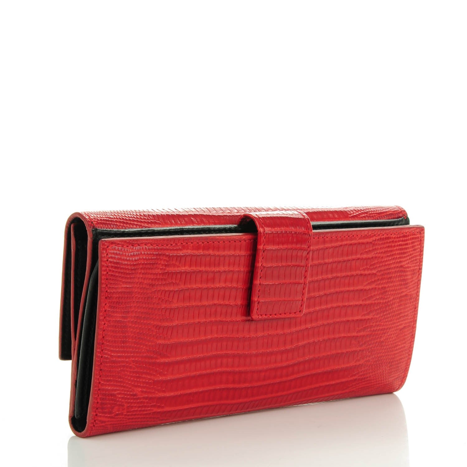 Alexander McQueen Snakeskin Calfskin Embossed Skull Continental Wallet Red 4 of 9