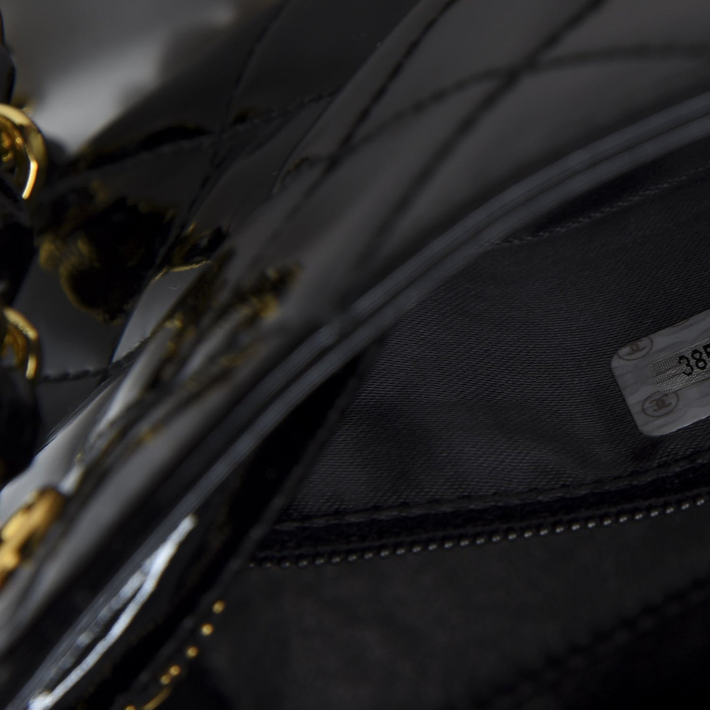 Patent Quilted Mini Shoulder Bag Black