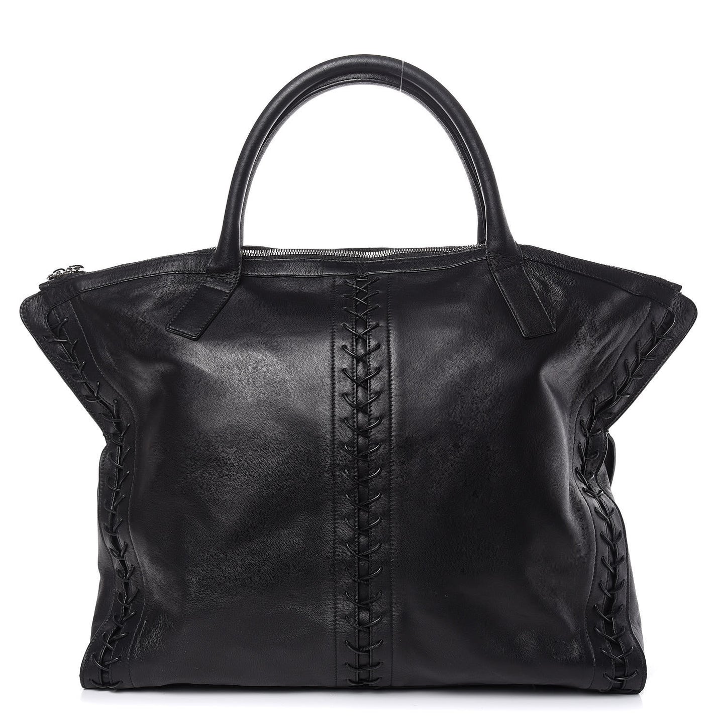 Lambskin Lace Up De Manta Tote Black