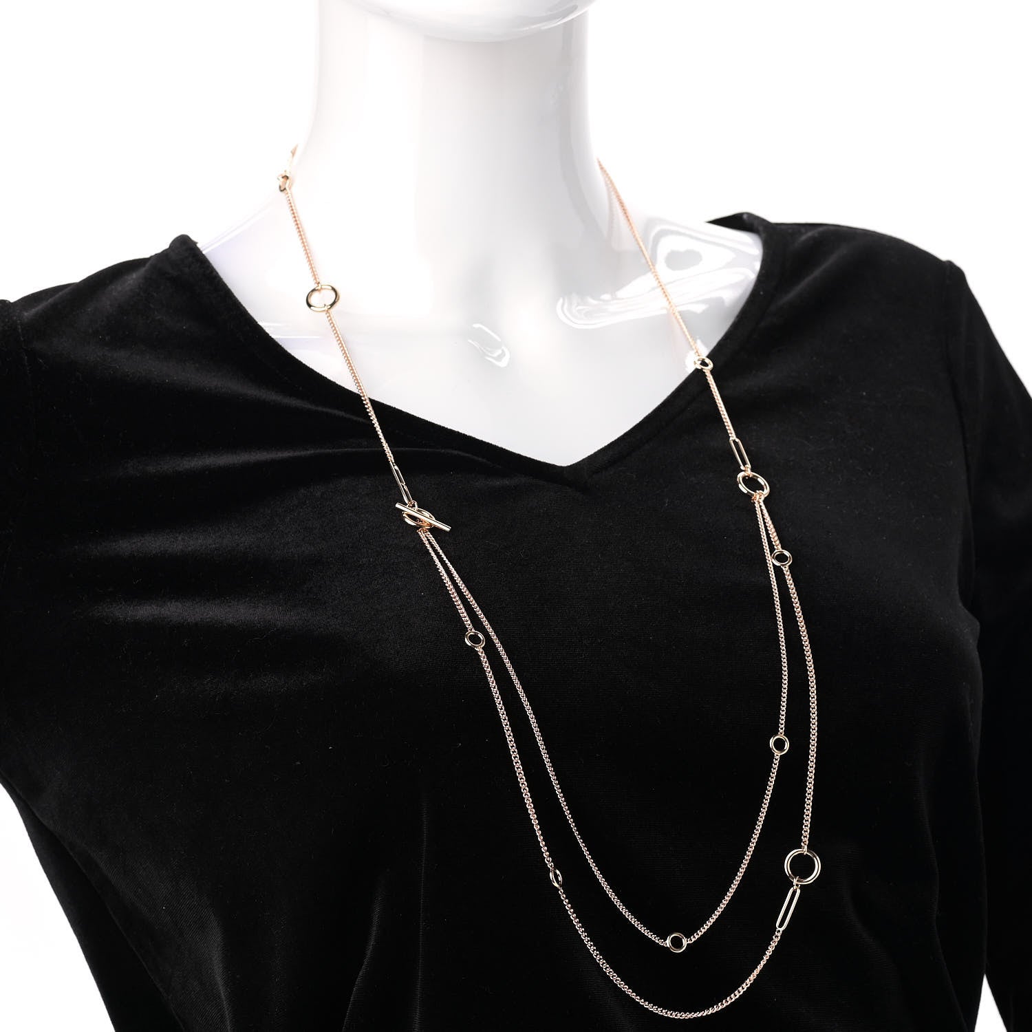 Hermes 18K Rose Gold Echappee Extra Long Necklace 2 of 5