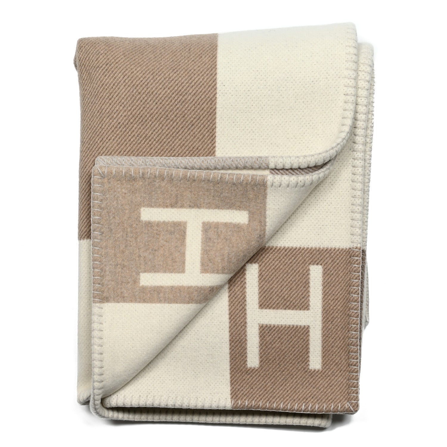 Hermes Wool Cashmere Avalon Vibration Blanket Ecru Naturel 2 of 3