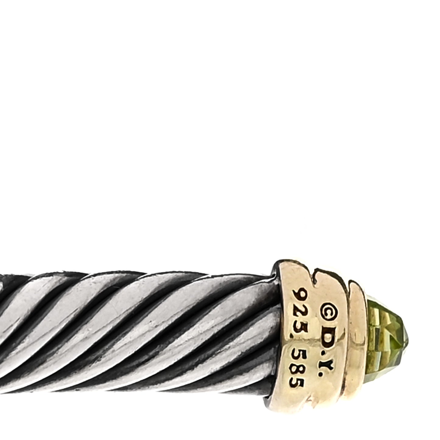 Sterling Silver 14K Yellow Gold Peridot 5mm Cable Classics Petite Color Bracelet