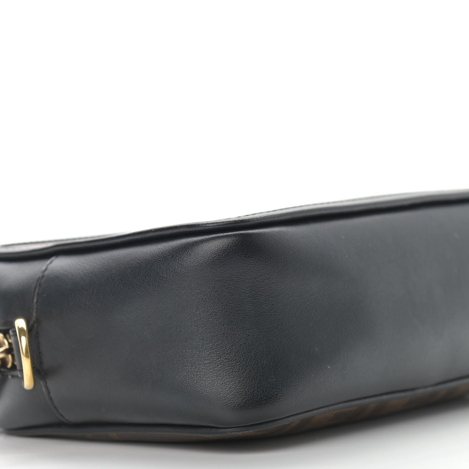 Fendi Glazed Fabric Vitello Century FF 1974 Stamp Patch Mini Camera Case Mogano Panna Black 8 of 11