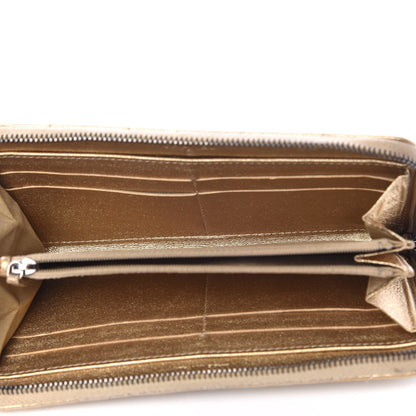 Chanel Metallic Calfskin Chevron Quilted Small Zip Around Wallet Gold 5 of 10