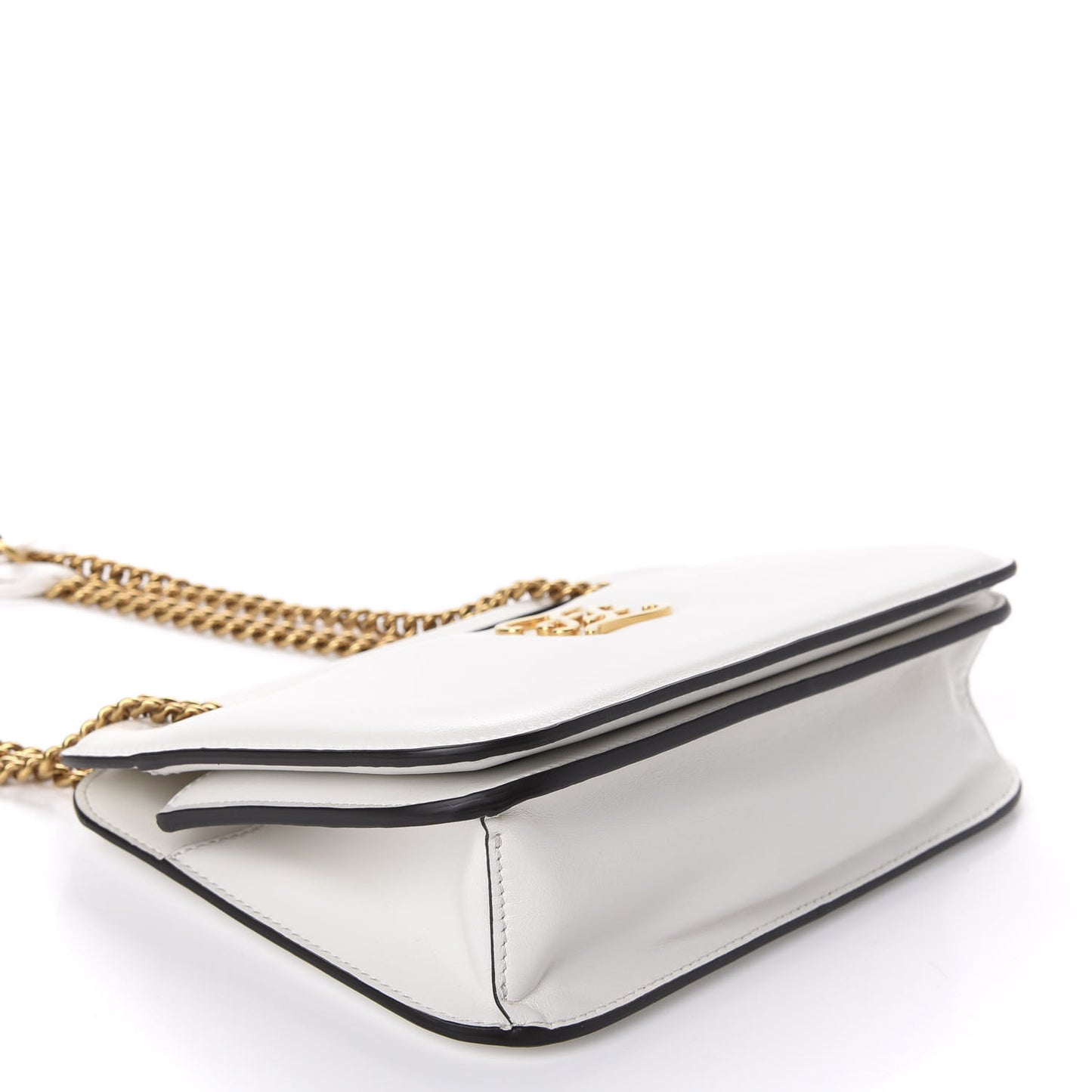 Vitello Glacier Karligraphy Pocket Shoulder Bag White Ice Black