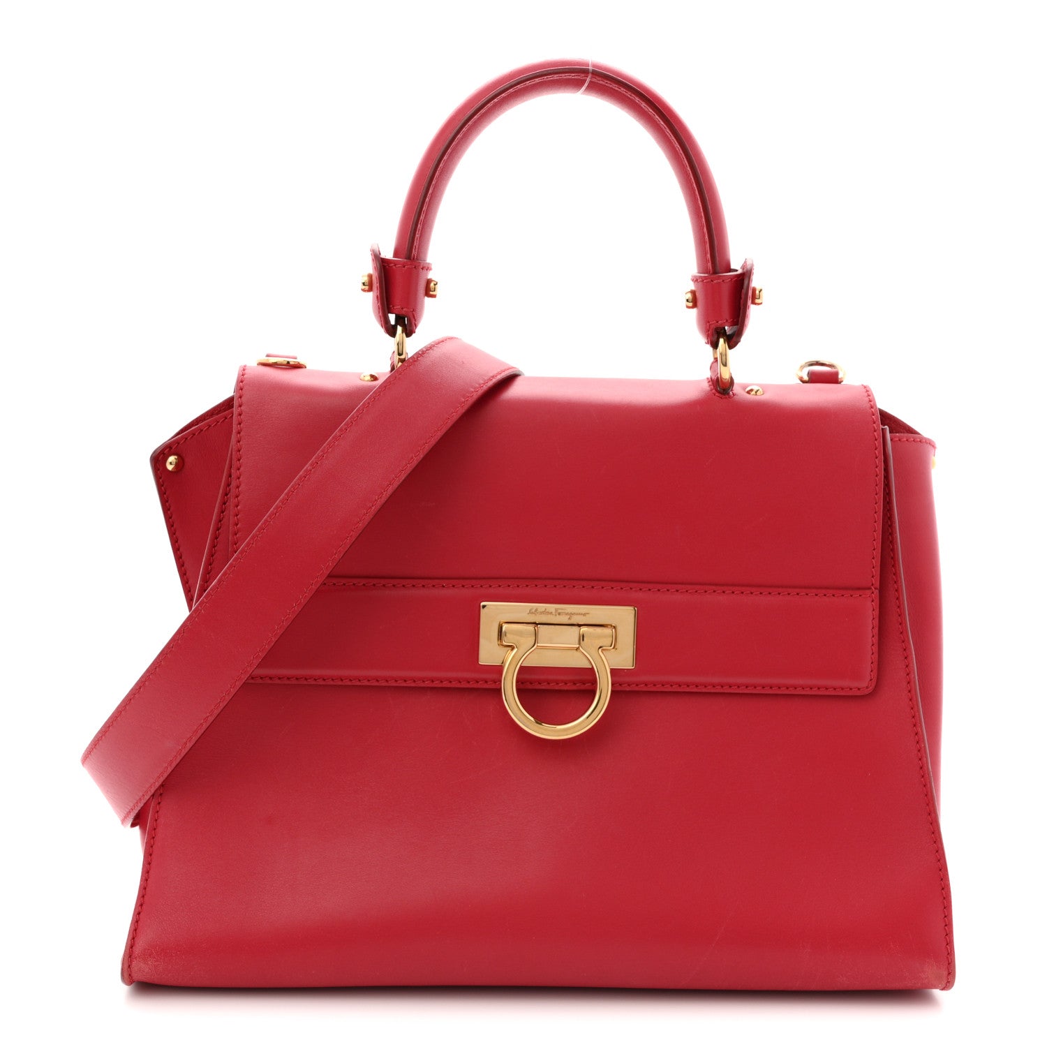 Salvatore Ferragamo Calfskin Medium Sofia Shoulder Bag Red 1 of 12
