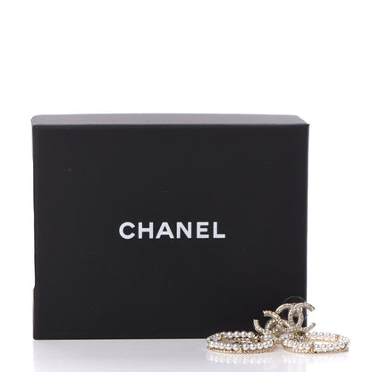 Chanel Crystal Pearl Charms CC Drop Earrings Gold 5 of 5