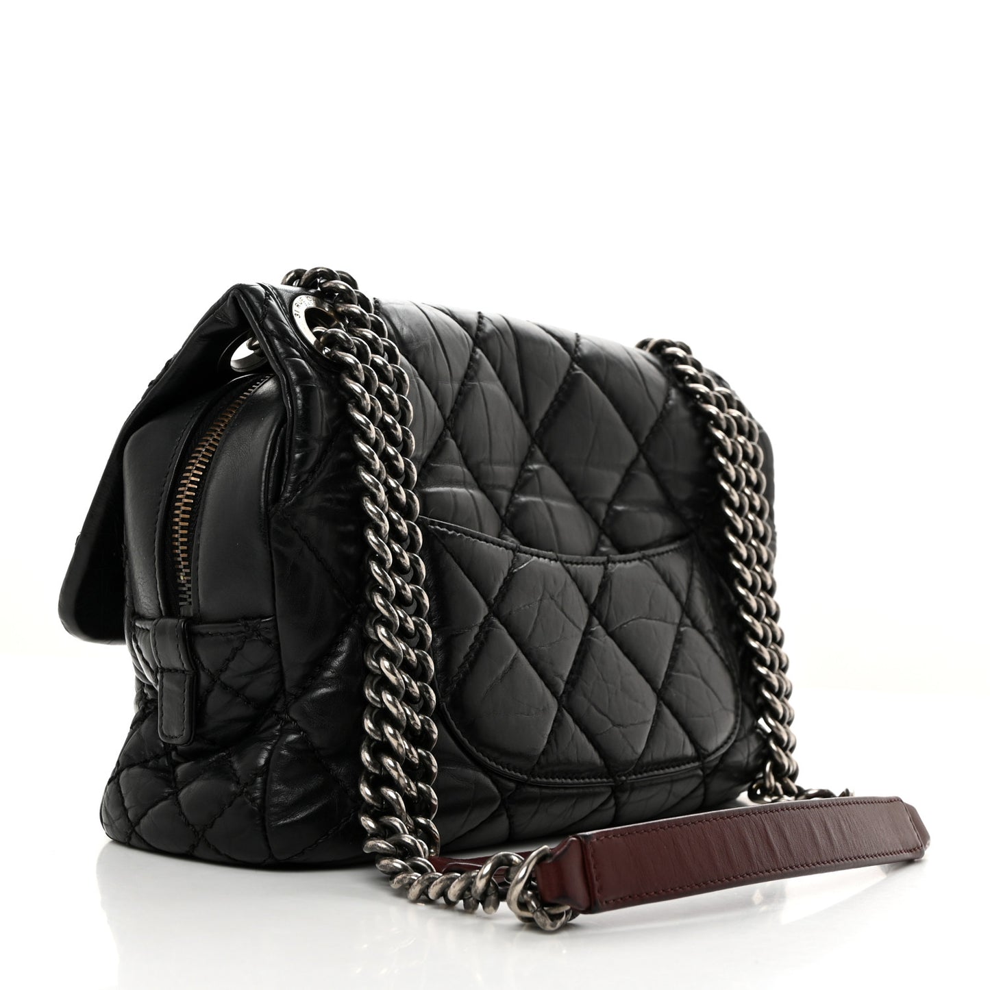 Aged Calfskin Medium New Portobello Flap Black
