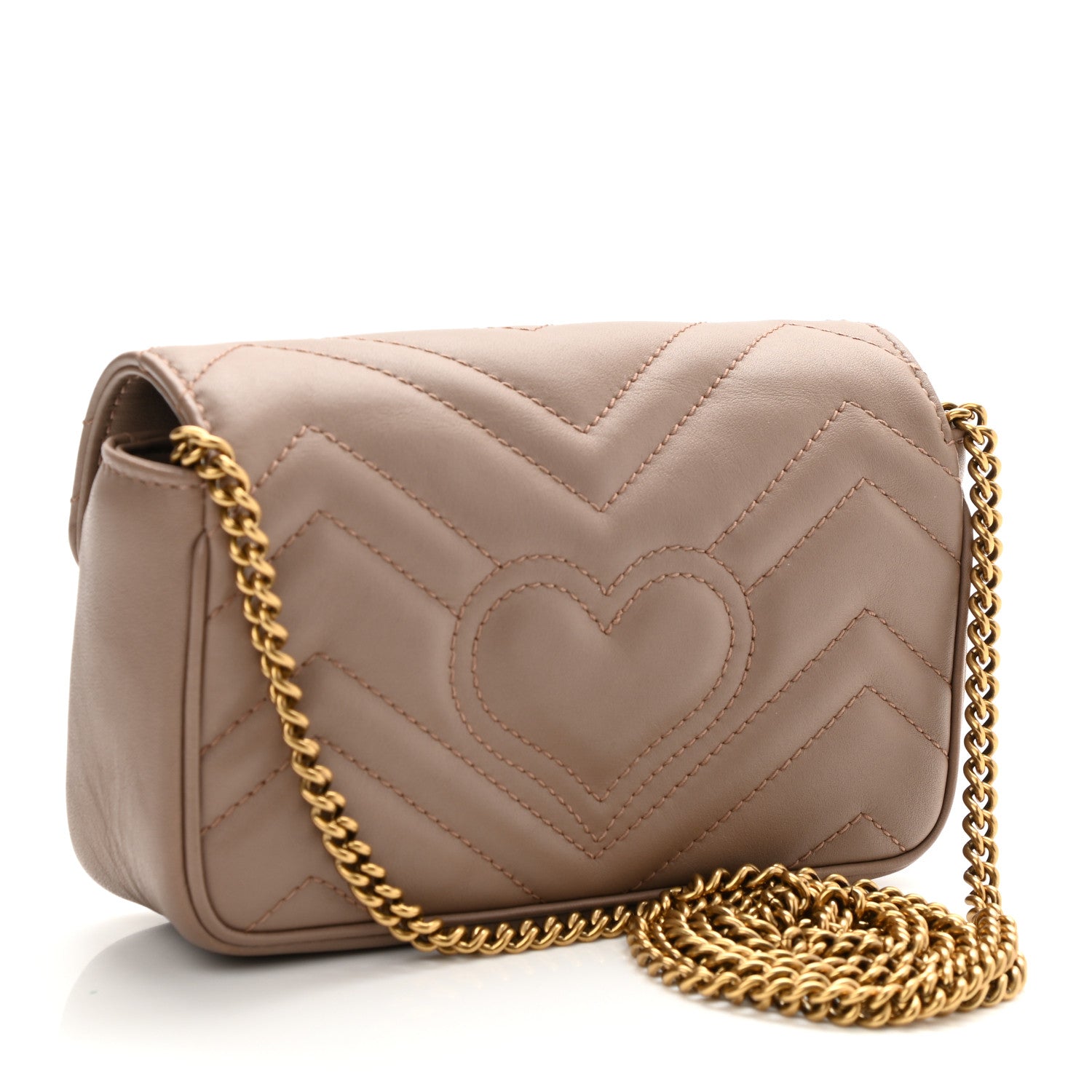 Gucci Calfskin Matelasse Super Mini GG Marmont Shoulder Bag Porcelain Rose 3 of 9