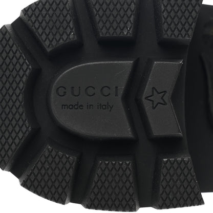 Gucci Calfskin Sylvie Web Womens Lace Up Combat Boots 37 Black 6 of 9