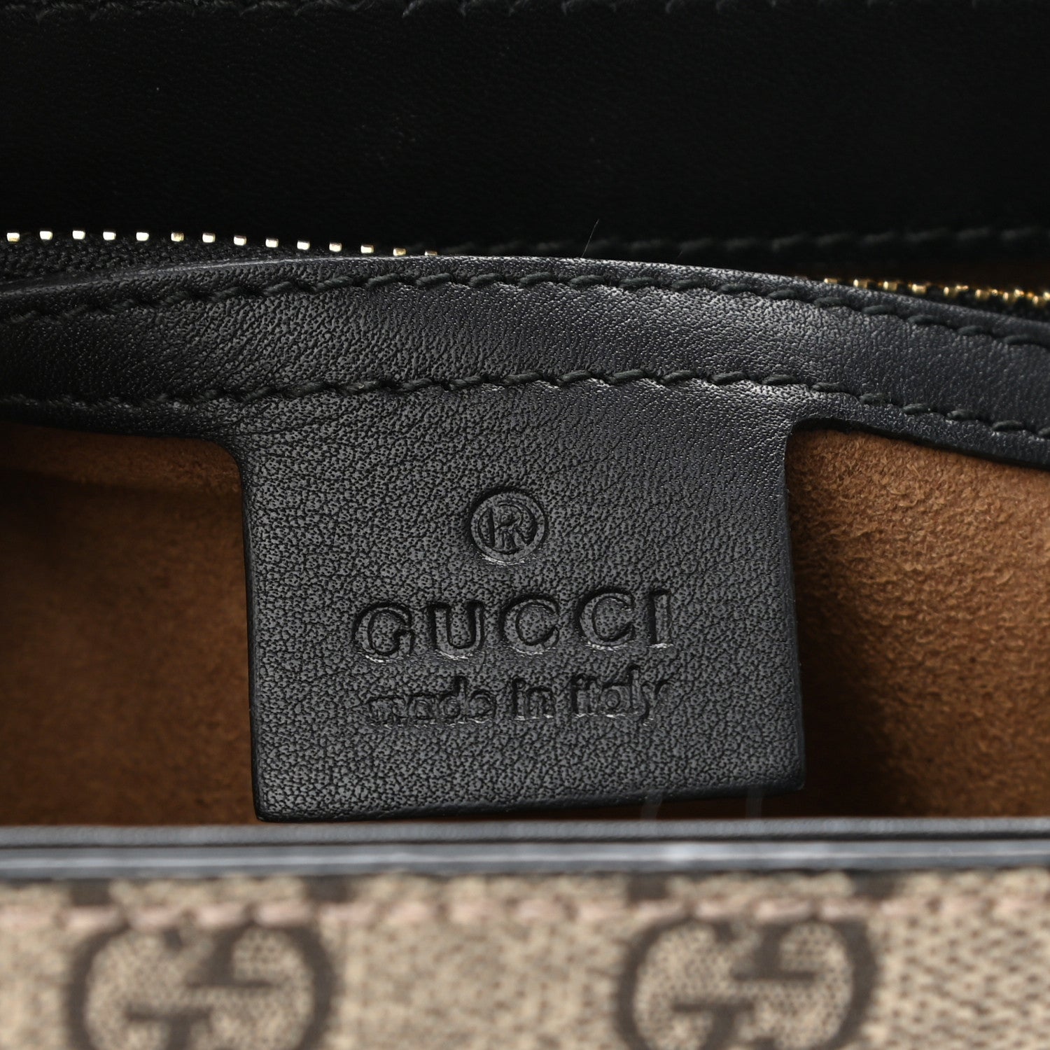 Gucci GG Supreme Monogram Calfskin Small Padlock Top Handle Bag Beige Black Cuir 6 of 11